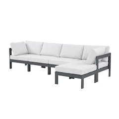White Fabric Outdoor Modular Sectional For Patio Living With Contemporary Style