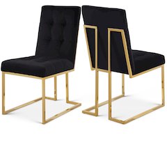 Pierre Black Velvet Dining Chair, Set of 2