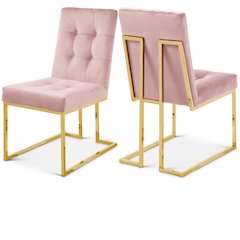 Pierre Pink Velvet Dining Chair, Set of 2