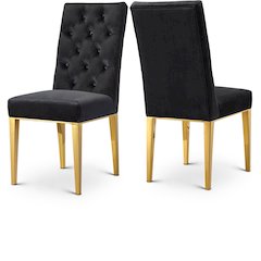Capri Black Velvet Dining Chair, Set of 2
