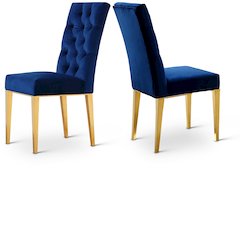Capri Navy Velvet Dining Chair, Set of 2