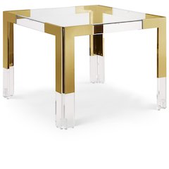 Casper 38" Gold GlassTop, Acrylic And Steel Base Dining / Game Table