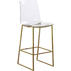 Lumen Gold Metal/Lucite Polycarbonate Stool