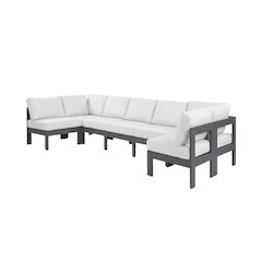 White Fabric Outdoor Patio Modular Sectional With Contemporary Design