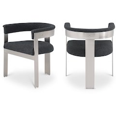 Romeo Black Boucle Fabric Dining Chair, Set of 2