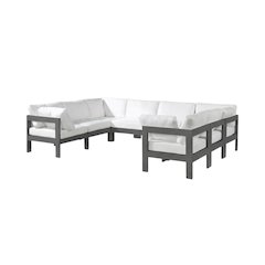 White Fabric Outdoor Patio Modular Sectional For Contemporary Garden Lounge
