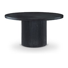 Belinda 60" Black Solid Wood and Oak Veneer Dining Table