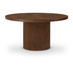 Belinda 60" Brown Solid Wood and Oak Veneer Dining Table