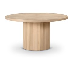 Belinda 60" Natural Solid Wood and Oak Veneer Dining Table