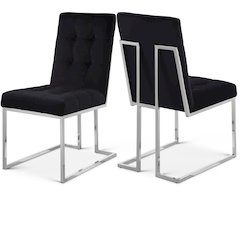 Alexis Black Velvet Dining Chair, Set of 2