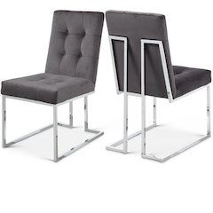 Alexis Grey Velvet Dining Chair, Set of 2