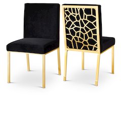 Opal Black Velvet Dining Chair, Set of 2