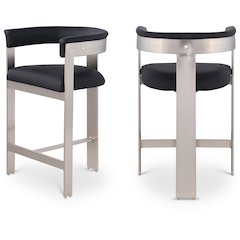 Romeo Black Vegan Leather Counter Stool, Set of 2