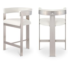 Romeo Cream Vegan Leather Counter Stool, Set of 2