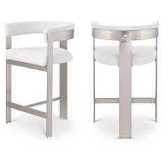 Romeo Cream Boucle Fabric Counter Stool, Set of 2