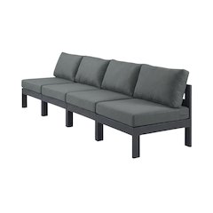Gray Fabric Outdoor Modular Sofa With Contemporary Style And Comfortable Back