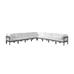 White Fabric Outdoor Patio Modular Sectional With Contemporary Design