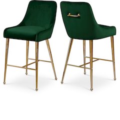 Owen Green Velvet Stool, Set of 2