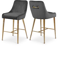 Owen Grey Velvet Stool, Set of 2