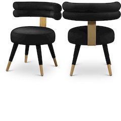 Fitzroy Black Velvet Dining Chair, Set of 2