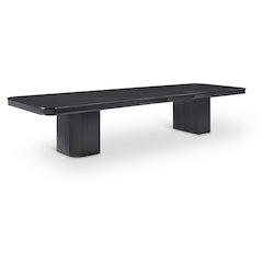 Mohari 112" / 160" Black Solid Wood And Oak Veneer Dining Table (3 Boxes)