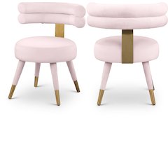 Fitzroy Pink Velvet Dining Chair, Set of 2
