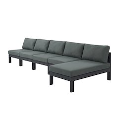 Gray Fabric Outdoor Modular Sofa With Contemporary Style And Cushioned Seating