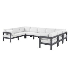White Fabric Outdoor Patio Modular Sectional With Contemporary Style