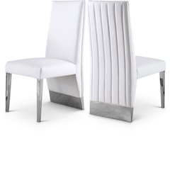 Porsha White Vegan Leather Dining Chair, Set of 2