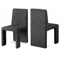 Benson Black Linen Textured Fabric Dining Chair, Set of 2