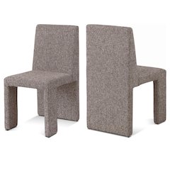 Benson Brown Linen Textured Fabric Dining Chair, Set of 2