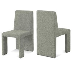Benson Green Linen Textured Fabric Dining Chair, Set of 2