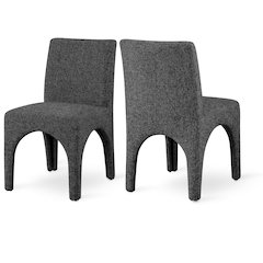 Gramercy Black Linen Textured Fabric Dining Chair, Set of 2