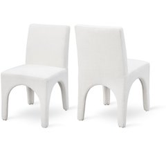 Gramercy Cream Linen Textured Fabric Dining Chair, Set of 2