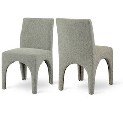 Gramercy Green Linen Textured Fabric Dining Chair, Set of 2