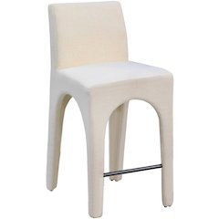 Gramercy Beige Linen Textured Fabric Stool