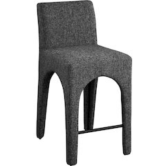 Gramercy Black Linen Textured Fabric Stool