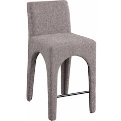 Gramercy Brown Linen Textured Fabric Stool