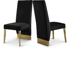 Porsha Black Velvet Dining Chair, Set of 2