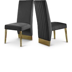 Porsha Grey Velvet Dining Chair, Set of 2