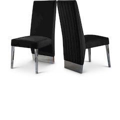 Porsha Black Velvet Dining Chair, Set of 2