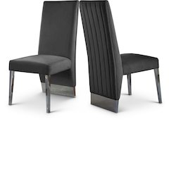 Porsha Grey Velvet Dining Chair, Set of 2