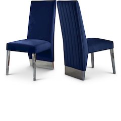 Porsha Navy Velvet Dining Chair, Set of 2
