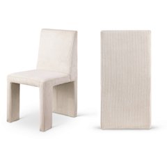 Benson Beige Microsuede Corduroy Fabric Dining Chair, Set of 2