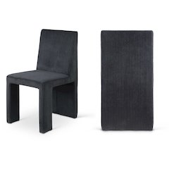 Benson Black Microsuede Corduroy Fabric Dining Chair, Set of 2