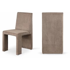 Benson Brown Microsuede Corduroy Fabric Dining Chair, Set of 2