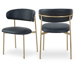 Lupita Black Vegan Leather Dining Chair, Set of 2