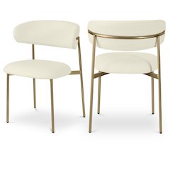 Lupita Cream Vegan Leather Dining Chair, Set of 2