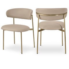 Lupita Taupe Vegan Leather Dining Chair, Set of 2