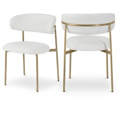 Lupita Off-White Vegan Leather Upholstered Dining Chair, Set of 2